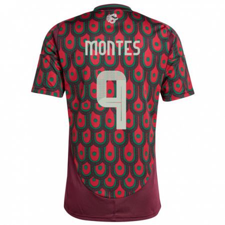Kandiny Enfant Maillot Mexique Cesar Montes #9 Bordeaux Tenues Domicile 24-26 T-Shirt