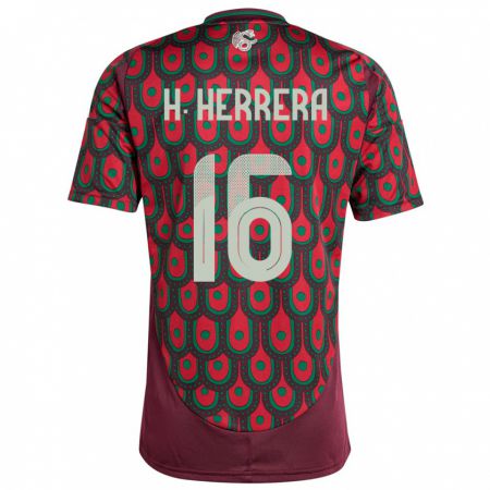 Kandiny Enfant Maillot Mexique Hector Herrera #16 Bordeaux Tenues Domicile 24-26 T-Shirt