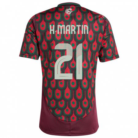 Kandiny Enfant Maillot Mexique Henry Martin #21 Bordeaux Tenues Domicile 24-26 T-Shirt