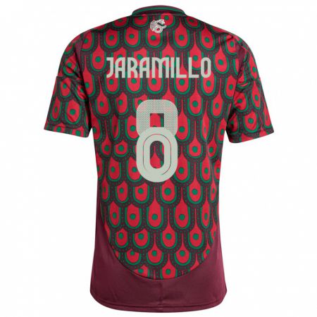 Kandiny Enfant Maillot Mexique Carolina Jaramillo #8 Bordeaux Tenues Domicile 24-26 T-Shirt