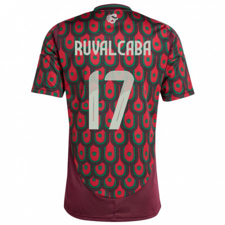 Kandiny Enfant Maillot Mexique Jorge Ruvalcaba #17 Bordeaux Tenues Domicile 24-26 T-Shirt
