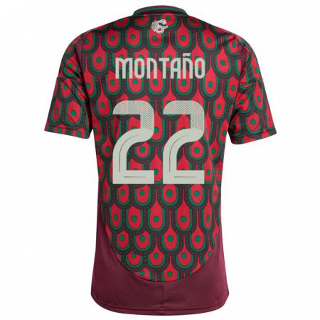 Kandiny Enfant Maillot Mexique Andres Montano #22 Bordeaux Tenues Domicile 24-26 T-Shirt