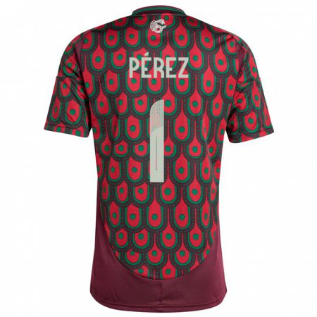 Kandiny Enfant Maillot Mexique Emiliano Perez #1 Bordeaux Tenues Domicile 24-26 T-Shirt