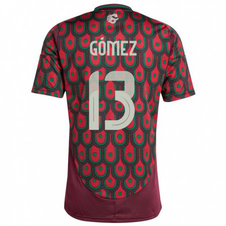 Kandiny Enfant Maillot Mexique Diego Gomez #13 Bordeaux Tenues Domicile 24-26 T-Shirt
