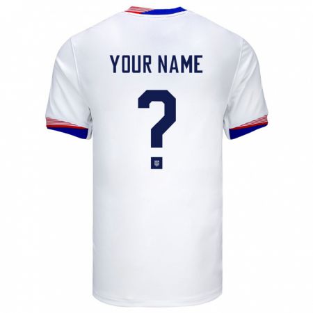 Kandiny Enfant Maillot États-Unis Votre Nom #0 Blanc Tenues Domicile 24-26 T-Shirt