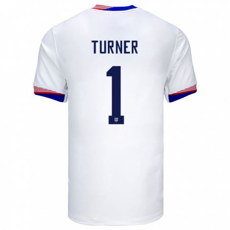 Kandiny Enfant Maillot États-Unis Matt Turner #1 Blanc Tenues Domicile 24-26 T-Shirt