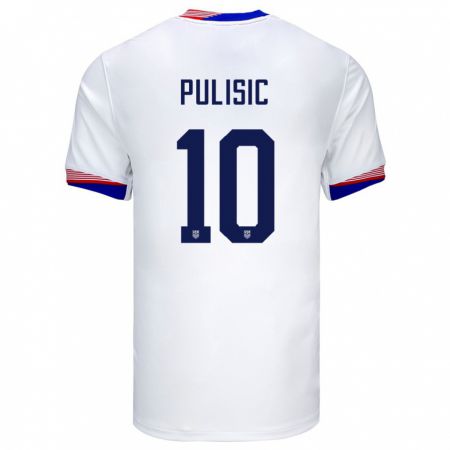 Kandiny Enfant Maillot États-Unis Christian Pulisic #10 Blanc Tenues Domicile 24-26 T-Shirt