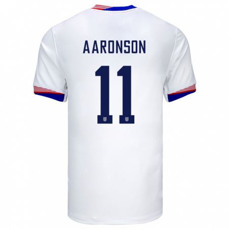 Kandiny Enfant Maillot États-Unis Brenden Aaronson #11 Blanc Tenues Domicile 24-26 T-Shirt