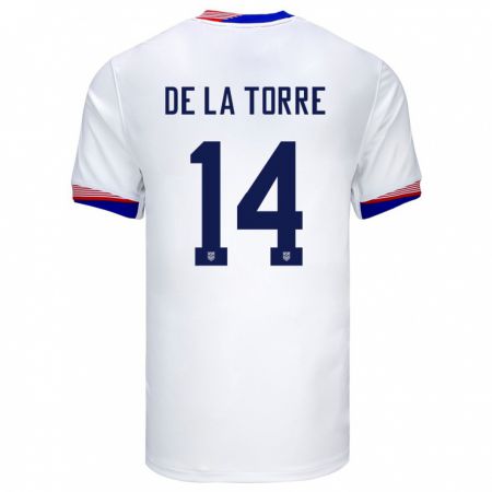 Kandiny Enfant Maillot États-Unis Luca De La Torre #14 Blanc Tenues Domicile 24-26 T-Shirt
