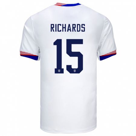 Kandiny Enfant Maillot États-Unis Chris Richards #15 Blanc Tenues Domicile 24-26 T-Shirt