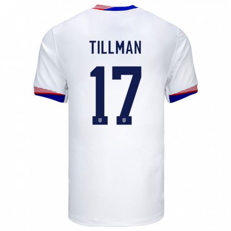 Kandiny Enfant Maillot États-Unis Malik Tillman #17 Blanc Tenues Domicile 24-26 T-Shirt
