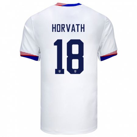 Kandiny Enfant Maillot États-Unis Ethan Horvath #18 Blanc Tenues Domicile 24-26 T-Shirt