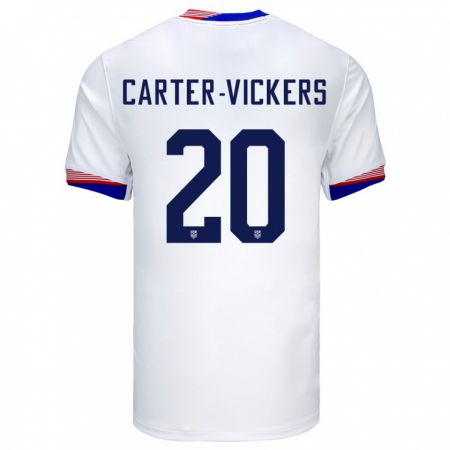 Kandiny Enfant Maillot États-Unis Cameron Carter-Vickers #20 Blanc Tenues Domicile 24-26 T-Shirt