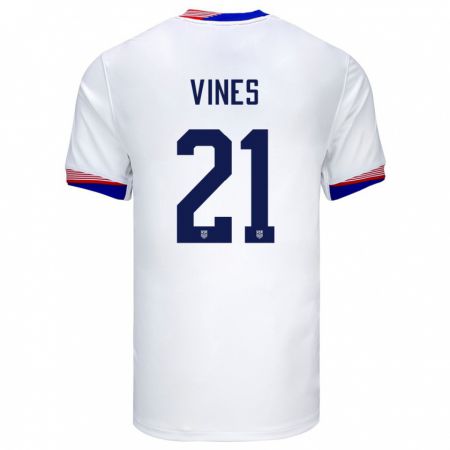 Kandiny Enfant Maillot États-Unis Sam Vines #21 Blanc Tenues Domicile 24-26 T-Shirt