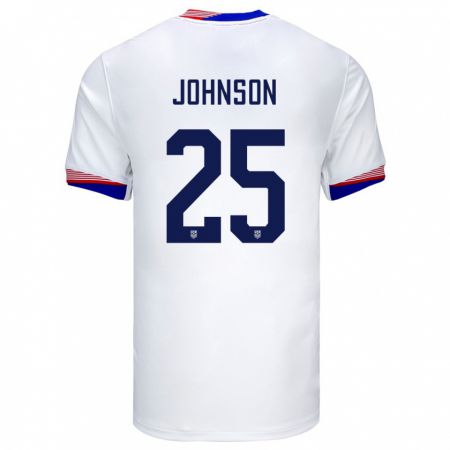 Kandiny Enfant Maillot États-Unis Sean Johnson #25 Blanc Tenues Domicile 24-26 T-Shirt