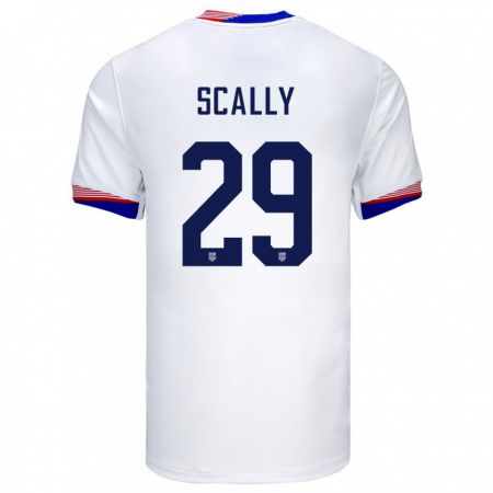 Kandiny Enfant Maillot États-Unis Joseph Scally #29 Blanc Tenues Domicile 24-26 T-Shirt
