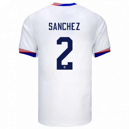 Kandiny Enfant Maillot États-Unis Ashley Sanchez #2 Blanc Tenues Domicile 24-26 T-Shirt