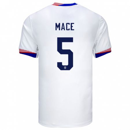 Kandiny Enfant Maillot États-Unis Hailie Mace #5 Blanc Tenues Domicile 24-26 T-Shirt