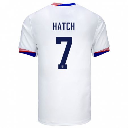 Kandiny Enfant Maillot États-Unis Ashley Hatch #7 Blanc Tenues Domicile 24-26 T-Shirt