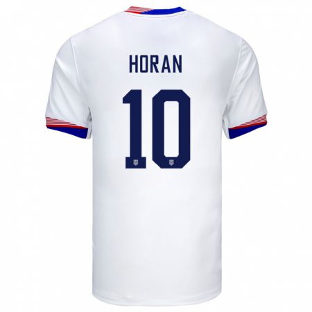 Kandiny Enfant Maillot États-Unis Lindsey Horan #10 Blanc Tenues Domicile 24-26 T-Shirt