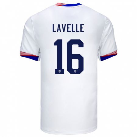 Kandiny Enfant Maillot États-Unis Rose Lavelle #16 Blanc Tenues Domicile 24-26 T-Shirt