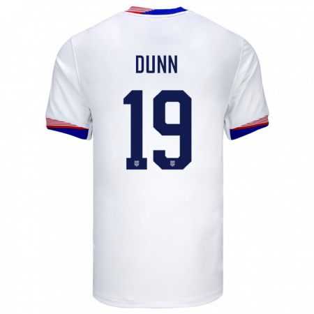 Kandiny Enfant Maillot États-Unis Crystal Dunn #19 Blanc Tenues Domicile 24-26 T-Shirt