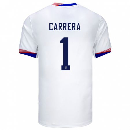Kandiny Enfant Maillot États-Unis Antonio Carrera #1 Blanc Tenues Domicile 24-26 T-Shirt