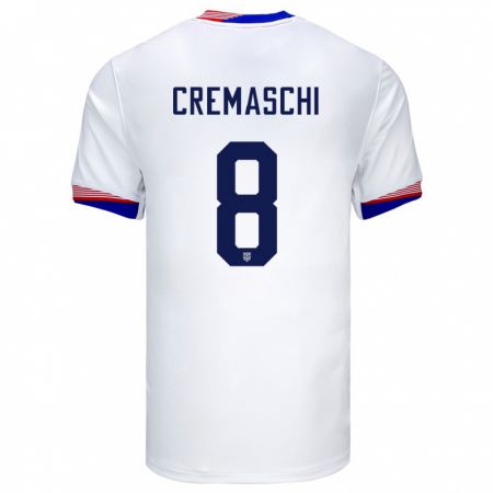 Kandiny Enfant Maillot États-Unis Benjamin Cremaschi #8 Blanc Tenues Domicile 24-26 T-Shirt