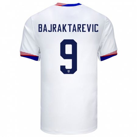 Kandiny Enfant Maillot États-Unis Esmir Bajraktarevic #9 Blanc Tenues Domicile 24-26 T-Shirt