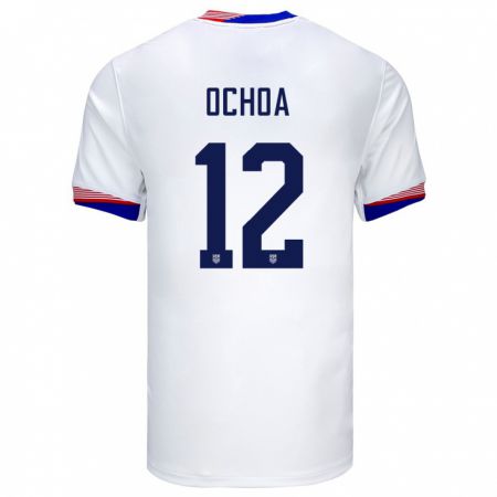 Kandiny Enfant Maillot États-Unis Emmanuel Ochoa #12 Blanc Tenues Domicile 24-26 T-Shirt