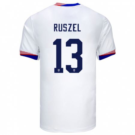 Kandiny Enfant Maillot États-Unis Marcel Ruszel #13 Blanc Tenues Domicile 24-26 T-Shirt