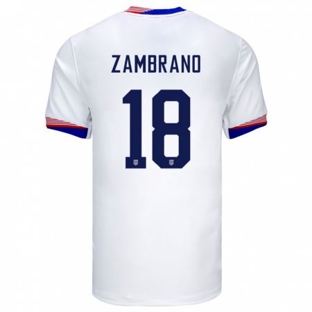 Kandiny Enfant Maillot États-Unis Marcos Zambrano #18 Blanc Tenues Domicile 24-26 T-Shirt