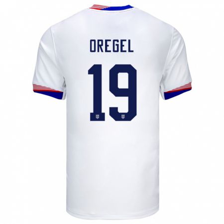 Kandiny Enfant Maillot États-Unis Sergio Oregel #19 Blanc Tenues Domicile 24-26 T-Shirt