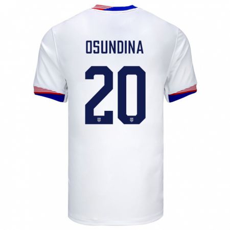 Kandiny Enfant Maillot États-Unis Korede Osundina #20 Blanc Tenues Domicile 24-26 T-Shirt
