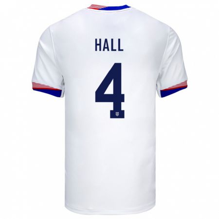 Kandiny Enfant Maillot États-Unis Tyler Hall #4 Blanc Tenues Domicile 24-26 T-Shirt