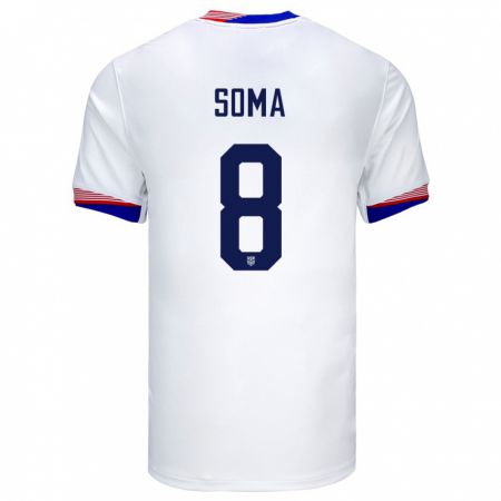 Kandiny Enfant Maillot États-Unis Pedro Soma #8 Blanc Tenues Domicile 24-26 T-Shirt