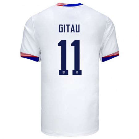 Kandiny Enfant Maillot États-Unis Andre Gitau #11 Blanc Tenues Domicile 24-26 T-Shirt