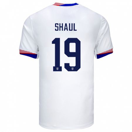 Kandiny Enfant Maillot États-Unis Ian Shaul #19 Blanc Tenues Domicile 24-26 T-Shirt