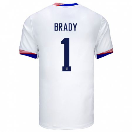 Kandiny Enfant Maillot États-Unis Chris Brady #1 Blanc Tenues Domicile 24-26 T-Shirt