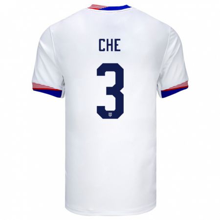 Kandiny Enfant Maillot États-Unis Justin Che #3 Blanc Tenues Domicile 24-26 T-Shirt