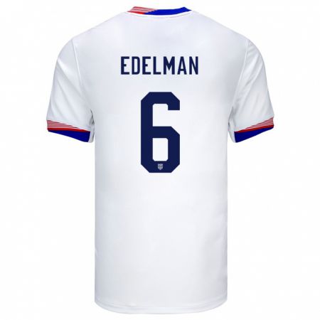 Kandiny Enfant Maillot États-Unis Daniel Edelman #6 Blanc Tenues Domicile 24-26 T-Shirt