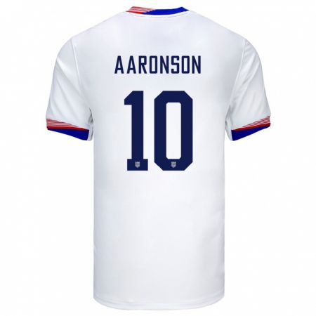 Kandiny Enfant Maillot États-Unis Paxten Aaronson #10 Blanc Tenues Domicile 24-26 T-Shirt