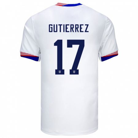 Kandiny Enfant Maillot États-Unis Brian Gutierrez #17 Blanc Tenues Domicile 24-26 T-Shirt