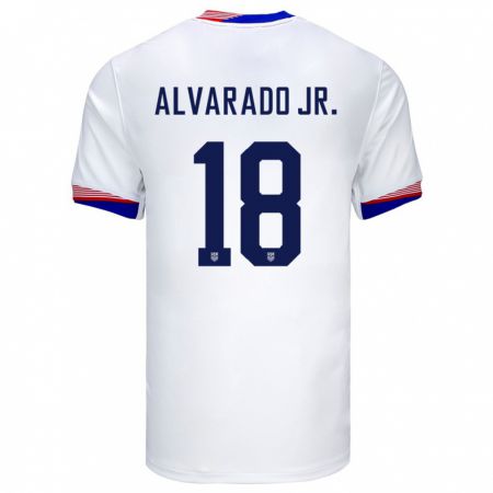 Kandiny Enfant Maillot États-Unis Alejandro Alvarado Jr #18 Blanc Tenues Domicile 24-26 T-Shirt