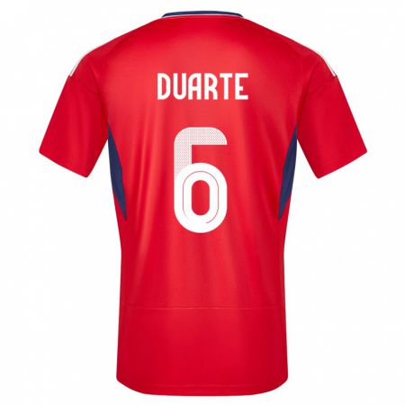 Kandiny Enfant Maillot Costa Rica Oscar Duarte #6 Rouge Tenues Domicile 24-26 T-Shirt
