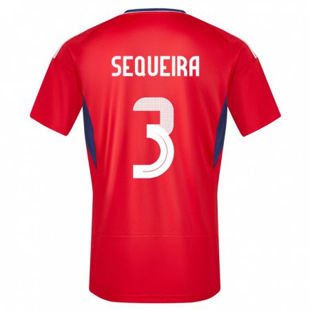 Kandiny Enfant Maillot Costa Rica Douglas Sequeira #3 Rouge Tenues Domicile 24-26 T-Shirt