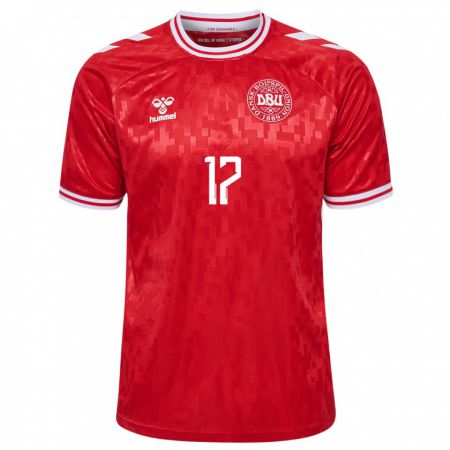 Kandiny Enfant Maillot Danemark Rasmus Düring #17 Rouge Tenues Domicile 24-26 T-Shirt
