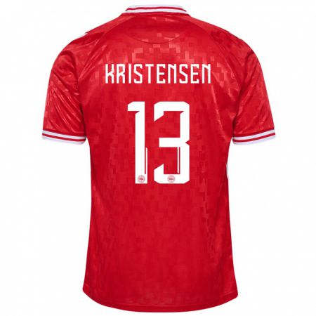 Kandiny Enfant Maillot Danemark Rasmus Kristensen #13 Rouge Tenues Domicile 24-26 T-Shirt