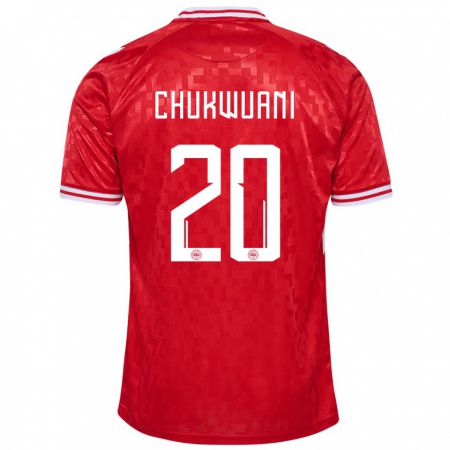 Kandiny Enfant Maillot Danemark Tochi Chukwuani #20 Rouge Tenues Domicile 24-26 T-Shirt