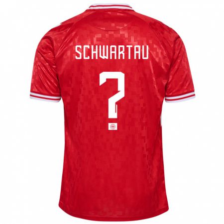 Kandiny Enfant Maillot Danemark Oscar Schwartau #0 Rouge Tenues Domicile 24-26 T-Shirt